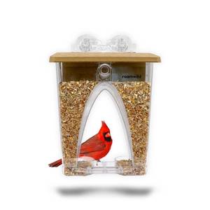 lot 90581 image: Roamwild Beautiful Arch Window Wild Bird Feeder with Huge 4LBS Capacity & Ultra Strong Dual Suction Technology for Outdoors with Drainage Holes & Window Protectors