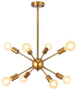 lot 90594 image: SineRise Sputnik Chandeliers Gold, 8 Lights Modern Sputnik Lighting Fixture with Adjustable Height for Dining Room, Living Room, Kitchen, Bedroom and Hallway
