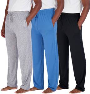 lot 90602 image: 3 PackMens Pajama Pants Cotton Soft Pajamas Men Flannel Bottoms Pj Gift Loungewear Lounge Pants Sleepwear Christmas Summer Pockets lightweight Pijamas Para Hombres Knit Woven Sleep-Set 4, Small