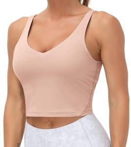 lot 90604 image: Women�s Longline Sports Bra Wirefree Padded Medium Support Yoga Bras Gym Running Workout Tank Tops(Soft Pink, X-Large)
