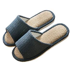 lot 90634 image: JIFVIK House Slippers, Indoor and Outdoor Cotton Flax Slippers, Womens and Mens Casual Soft Non-slip Open Toed Mute Slippers (Dark Blue, 9-10)