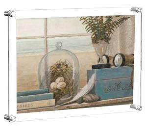 lot 90641 image: Cq acrylic Wall Mount Floating Frameless Picture Frame 11 x14 Clear Acrylic (Full Frame is 13x16 inch),Pack of 1