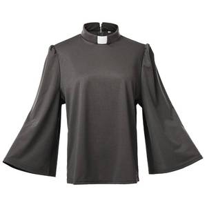 lot 90654 image: Womens Clergy Shirt Tab Collar Swing Long Sleeve Regular Blouse Grey Medium