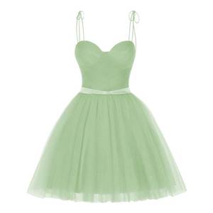 lot 90663 image: Dessiny Elegant Sage Green Homecoming Dresses for Teens Sparkly Tulle Short HOCO Dress Princess Sweetheart Short Prom Dress 2024 with Pockets US0 Medium