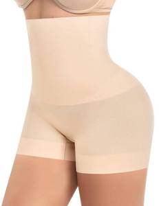lot 90672 image: Womens Slip Shorts for Under Dress Seamless Shapewear Boyshorts Tummy Control Panties Shaping Shorts(#2 Beige(high Waisted),Medium)