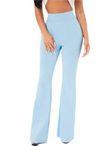 lot 90688 image: Floerns Womens High Waist Stretchy Bell Bottom Wide Leg Office Pants Light Blue Small