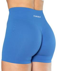 lot 90692 image: AUROLA Dream Collection Women Workout Shorts High Waist Gym Shorts, Scrunch Butt Seamless Athletic Shorts,Diva Blue,Large