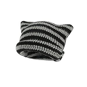 lot 90707 image: Vintage Beanies Women Fox Hat Grunge Accessories Slouchy Beanies for Women Crochet Hats for Women (Grey Black)