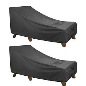 lot 90713 image: ULTCOVER Waterproof Patio Lounge Chair Cover Heavy Duty Outdoor Chaise Lounge Covers 2 Pack - 84L x 32W x 32H inch, Black
