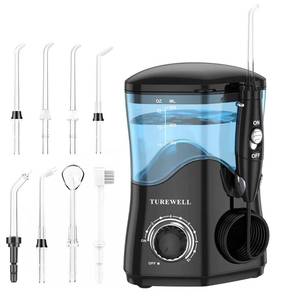 lot 90717 image: TUREWELL Water Dental Flosser for TeethBraces, Water Teeth Cleaner 8 Jet Tips and 10 Pressure Levels, 600ML Large Water Tank Oral Irrigator for Family(Black)