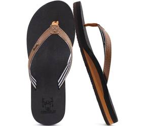 lot 90719 image: KuaiLu Womens Arch Support Flip Flops Comfortable Yoga Mat Cushion Slip on Walking Thong Sandals Brown Size 8.5