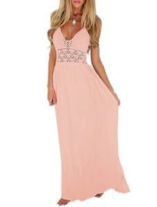 lot 90731 image: LILBETTER Womens Beach Crochet Backless Bohemian Halter Wedding Dresses (Light Pink,Small)