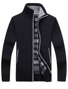 lot 90732 image: Yeokou Mens Casual Slim Full Zip Thick Knitted Cardigan Sweaters with Pockets (Large, Black001)