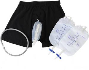 lot 90734 image: Wearable Mens Urinal Urinal System Wearable Urinal for Men with 2 Collection Urine Bag Reusable Portable Silicone Urinal Male Incontinence Device with Elastic Waistband for Men Elderly Bedridden (Large)