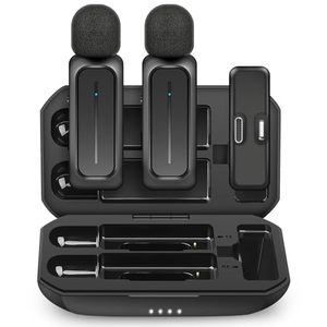lot 90735 image: ECOMXIA 2 Pcs Wireless Lavalier Microphone for iPhone iPad Android with Charging Case 7H Clip on Lapel Microphone Wireless for Video Recording Vlogging, YouTube, Interview, 3 Mode Denoise, 70ft