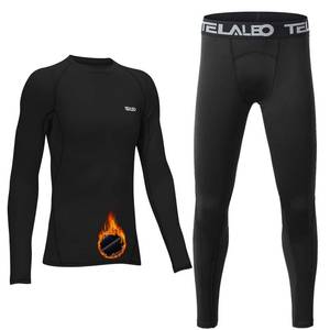 lot 90751 image: TELALEO Boys Girls Long Sleeve Compression Shirts Thermal Fleece Lined Kids Athletic Sports Tops Leggings Baselayer Set Medium