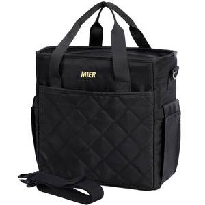 lot 90752 image: MIER Insulated Lunch Bag for Women Mens Adults Large Lunch Tote Bags Lunch Box Cooler for Work Picnic Beach with Shoulder Strap, Water Bottle Holder, Black
