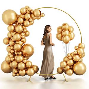 lot 90754 image: 7.2Ft Round Backdrop Stand Circle Balloon Arch Frame Kit for Wedding Flower Ring Party Background Decoration (Gold)