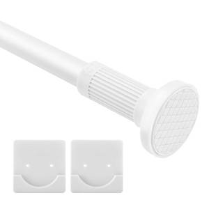 lot 90756 image: Shower Curtain Rod 32-48 Inches, Curtain Rods No Drilling with 2 pack Holder,Double Adjustable Black Shower Curtain Rods Stainless Steel, Anti-Slip Waterproof for Bathroom White