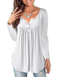 lot 90767 image: a.Jesdani Womens White Tops,Plus Size Tunic Tops Long Sleeve Casual Loose Fit V Neck Henley Shirts for Women Large Fall Clothes 2022