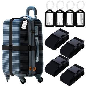 lot 90778 image: 8 Pack Luggage Straps and Silicone Tags Set (4 Straps, 4 Tags), Luggage Straps for Suitcases TSA Approved Suitcase Belt Luggage Tags, Mixed