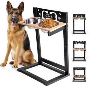 lot 90782 image: LOOBANI Elevated Dog Bowls, Adjustable 9 Heights Tall Dog Bowl Stand for Large Dogs with 2 Stainless Steel Dog Food Bowls, 9°Tilted Easy Install Elevated Dog Bowls Large Breed