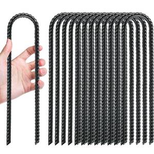 lot 90789 image: Gtongoko Trampolines Wind Stakes 12 Pack 12 Inch, 0.4 Inch Thick Heavy Duty U Shaped Rebar Tent Stakes Ground Anchors Galvanized Steel Safety Trampoline Anchors for Camping Tents, Soccer Goals