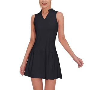 lot 90800 image: M MOTEEPI Womens Golf Tennis Dress with Shorts Pockets Sleeveless V-Neck Athletic Golf Outfit Apparel Black X-Large