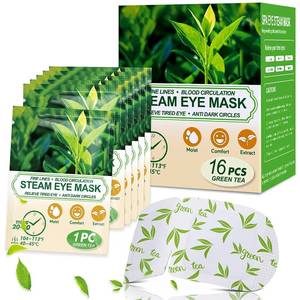 lot 90811 image: 16 Packs Steam Eye Masks for Dry Eyes, Green Tea Warm Eye Mask, Relief Eye Fatigue Hot Sleep Eye Mask for Puffy Eyes Mask, Disposable Moist Heating Compress Pads for Sleeping, Self Heated Eye Mask