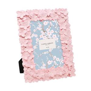 lot 90815 image: Laura Ashley 4x6 Pink Flower Textured Hand-Crafted Resin Picture Frame with Easel & Hook for Tabletop & Wall Display, Decorative Floral Design Home Dcor, Photo Gallery, Art, More (4x6, Pink)