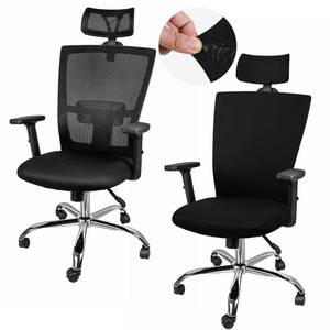 lot 90816 image: Lounsweer 3 Pieces Office Chair Cover Rolling Desk Chair Cover Gaming Chair Covers Stretch Washable Computer Chair Slipcovers for Swivel Chair Armchair Computer Boss Chair (Black, Simple)