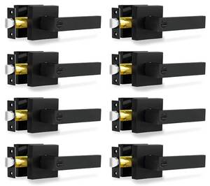 lot 90820 image: RAZCC Privacy Door Levers, 8 Pack Matte Black Door Handles Heavy Duty Bed and Bath Door Locks Interior Keyless Locksets, Reversible for Left Right Handed Doors - Retail $100.94
