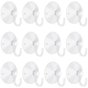 lot 91174 image: LuluEasy 12 Pieces Large Suction Cups with Hooks 2 inch Clear Plastic Sucker Hooks for Glass Window Wall Festivals Parties Theme Carnival Decoration Door Bathroom Kitchen