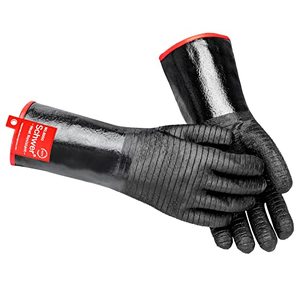 lot 91183 image: Schwer Grill BBQ Gloves 932 Heat Resistant Cooking Barbecue Gloves Waterproof Grilling Gloves for Turkey Fryer, Baking, Oven, Oil Resistant Neoprene Coating with Long Sleeve