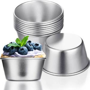 lot 91201 image: 10 Pieces Individual Flan Molds Egg Tart Molds Pudding Cups Mini Chocolate Molten Pans Carbon Steel Cupcake Cake Cookie Flan Mold, Round Nonstick Popover Bakeware Tumblers(2.6 x 2 x 1.3 Inch)