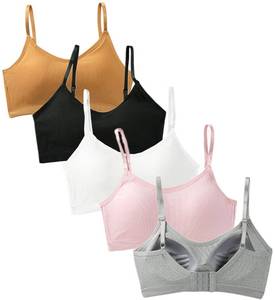 lot 91202 image: Herepai Big Girls Bra Comfort Flex Fit Seamless for Girl Teens with Adjustable Straps, Pull-on Design (Striola-5pcs)