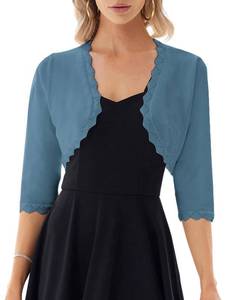 lot 91216 image: GRACE KARIN Cardigan for Women 34 Sleeve Bolero Shrug Open Front Scalloped Knit Cropped Sweaters