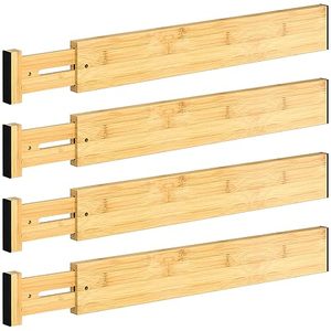 lot 91220 image: Drawer Divider, 4 PCS Bamboo Drawer Dividers Organizers, Adjustable Drawer Dividers for Clothes, Kitchen Drawer Divider, Dresser Drawer Divider, Drawer Separators, 17-22 Expandable Drawer Divider