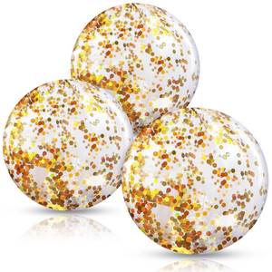 lot 91230 image: AMOR PRESENT 3PCS Inflatable Glitter Beach Balls, Confetti Beach Balls Transparent Swimming Pool Ball for Kids & Toddlersc Summer Party Favors