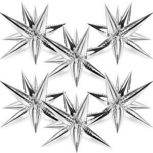 lot 91244 image: Shindel Silver Star Balloons, 96PCS Spike Starburst Balloons 12 Point Foil Explosion Balloons for Birthday Wedding Baby Shower Disco Party Bachelorette Party Decorations