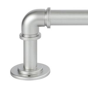 lot 91270 image: OLV Silver Industrial Curtain Rods for Windows 66 to 120 Inch(5.5-10 ft),1 Blackout Wrap Around Curtain Rods,Indoor and Outdoor,Size36-120