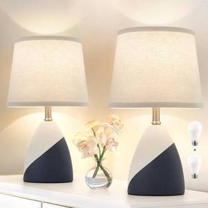 lot 91273 image: Luvkczc Table Lamps Set of 2, 19� Ceramic Modern Table Lamp Beside Lamps Nightstand Lamp Modern Table Lamp for Living Room, Bedroom & Office Rocker Swtich, Black White-LED Bulbs Included