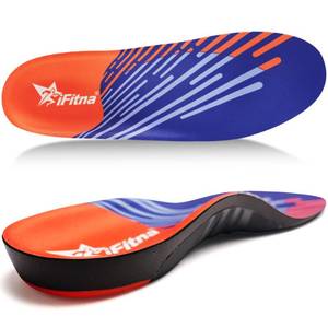 lot 91291 image: iFitna Plantar Fasciitis High Arch Support Insoles for Men Women Orthotic Shoe Inserts Relief Feet Pain Flat Feet (L(MEN10-11.5WOMEN12-13.5), Orange-Black)
