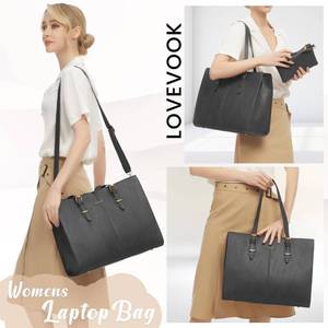 lot 91299 image: LOVEVOOK Laptop Bag for Women,Vintage Leather Work Tote Bag,17 inch Business Office Computer Bag,Waterproof Handbags Shoulder Bag