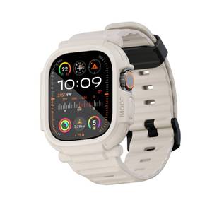 lot 91307 image: elkson Made or Apple Watch Ultra 2 1 Band case 49mm Screen Protector Tempered Glass, Quattro Pro Series Rugged for iWatch Bumper Strap Military Grade Durable Protective Cover Shock Proof Starlight
