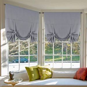 lot 91310 image: H.Versailtex Thermal Insulated Blackout Tie Up Curtains Adjustable Window Shades for Living Room, Rod Pocket 2-Pack, 42 x 63 Inch Long - Solid in Dove Gray