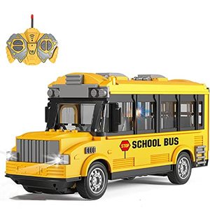 lot 91313 image: KNACKTOYZ RC School Bus - Remote Control Car Vehicles, 2.4G Opening Doors City Bus Toy Classic Baby Bus, Remote Control Car with LED Lights School Bus Toy, Gift for Children Kids Boys Girls Age 3-6