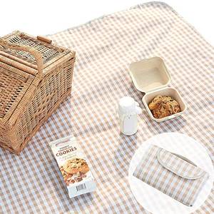lot 91320 image: ESLA Picnic Blanket Waterproof Foldable in Large 80x60in and Extra Large 80x80in Cute Gingham Portable Compact Beach Blanket Oversized XL Outdoor Mat 234
