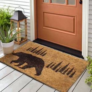 lot 91321 image: Indoor Funny Doormat for Entryway Brown Bear Welcome Mats for Front Door Western Rustic Shoe Mat Cabin Decor Floor Mat Non-Slip Rug 35.4X23.6