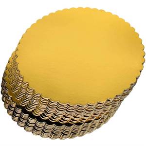 lot 91345 image: 25-Pack 12 inch Sturdy Round Cake Boards, Gold Cardboard Cake Circles Plate Scalloped Base,Pack of 25